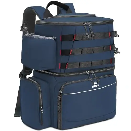 MATEIN Fishing Backpack, Water Resistant Tackle Storage Bag with Rod Holders & Cooler, Fishing Gifts for Men 