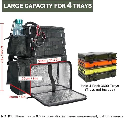 MATEIN Baliqchilik Ruxsati Takım Qutisi, Suga Chidamli Baliqchilik Saqlash Sumkasi, Ulovlarni Ushlash Uchun Joylar va Sovutgichli, Erkaklar Uchun Baliqchilik Asbob-Uskunalari Sovg'alari - MATEIN