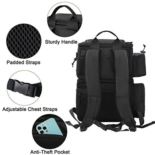 MATEIN Fishing Backpack Tackle Box, Water Resistant Fishing Storage Bag with Rod Holders & Cooler, Fishing Gear Gifts for Men - 7