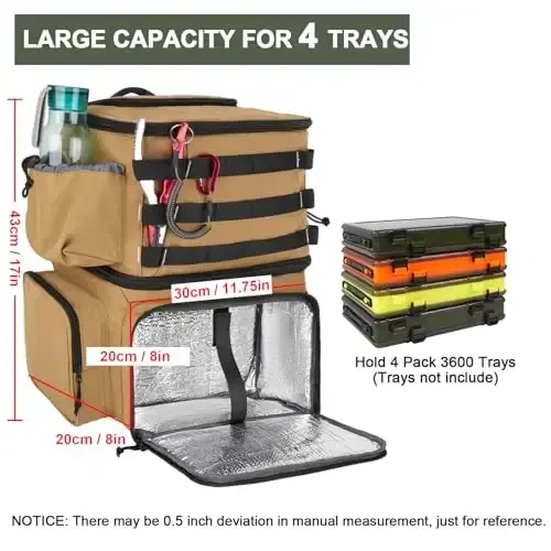 MATEIN Fishing Backpack Tackle Box, Water Resistant Fishing Storage Bag with Rod Holders & Cooler, Fishing Gear Gifts for Men - MATEIN (1)