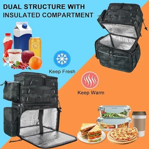 MATEIN Fishing Backpack, Tackle Storage Bag with Rod Holders & Cooler | Water Resistant Fishing Bag Fits 4 3600 Trays, Large Wide Open Tackle Box Backpack, Gifts for Fishermen - 3