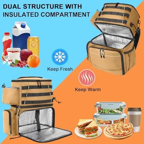 MATEIN Fishing Backpack, Water Resistant Fishing Tackle Box Bag with Rod Holders & Cooler, Gear Gifts for Men - 4