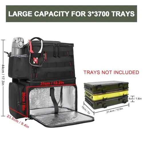 MATEIN Fishing Backpack, Water Resistant Fishing Tackle Box Bag with Rod Holders & Cooler, Gear Gifts for Men - 6