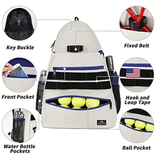 MATEIN Tennis Bag, Large Tennis Backpack for Men & Women with Shoe Compartment Hold 2 Rackets, Pickleball Paddles, Badminton Racquet, Ball Accessories - 3