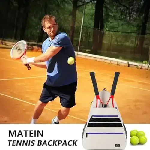 MATEIN Tennis Bag, Large Tennis Backpack for Men & Women with Shoe Compartment Hold 2 Rackets, Pickleball Paddles, Badminton Racquet, Ball Accessories - 7