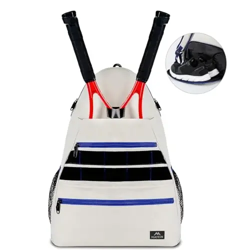 MATEIN Tennis Bag, Large Tennis Backpack for Men & Women with Shoe Compartment Hold 2 Rackets, Pickleball Paddles, Badminton Racquet, Ball Accessories - 1