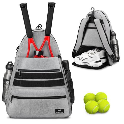 MATEIN Tennis Bag Tennis Racket Bags, Erkaklar va Ayollar uchun Katta Tenis Rюкзаки, Poyafzal Bo'limi bilan 2 ta Raketka Sig'adigan, Suv O'tkazmaydigan Tenis Sovg'a Xaltasi - 1