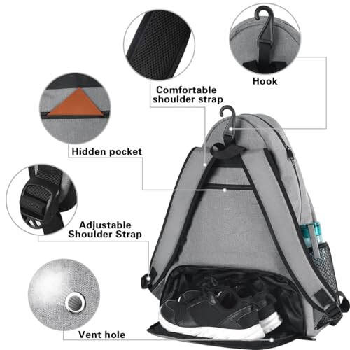 MATEIN Tennis Bag Tennis Racket Bags, Large Tennis Backpack for Men & Women with Shoe Compartment Hold 2 Rackets, Waterproof Tennis Gifts Bag - 4