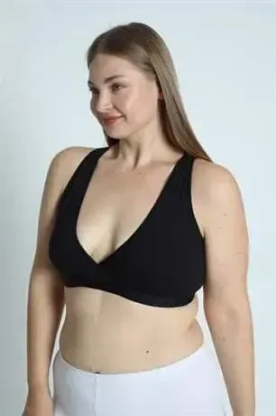 Maternity and Nursing Sports Bra 2 Pack White-Black Crop Top - 8