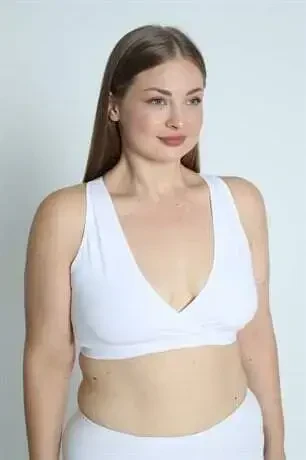 Maternity and Nursing Sports Bra 2 Pack White-Black Crop Top - 11