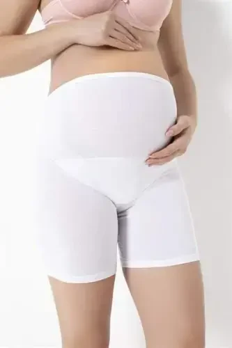 Maternity Boxer Shorts White Cotton Lycra - BÜYÜKBEDENIZ (1)
