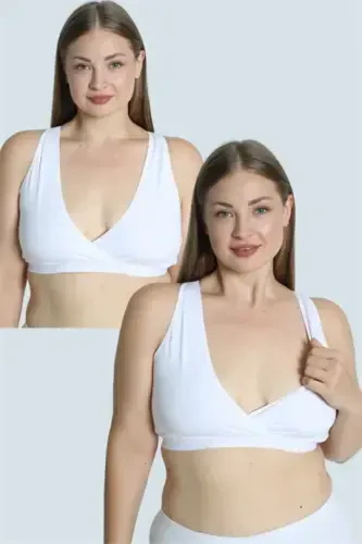 Maternity Nursing Bra Sports 2-Pack White Cropped Tank - 1