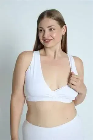 Maternity Nursing Bra Sports 2-Pack White Cropped Tank - 8