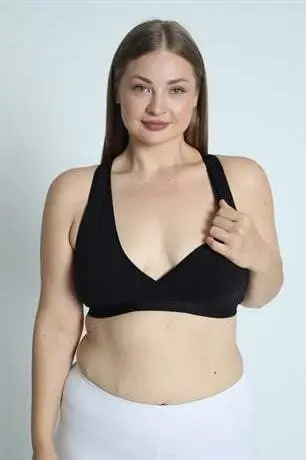 Maternity Nursing Bra Sports Athletic Black Racerback - 1