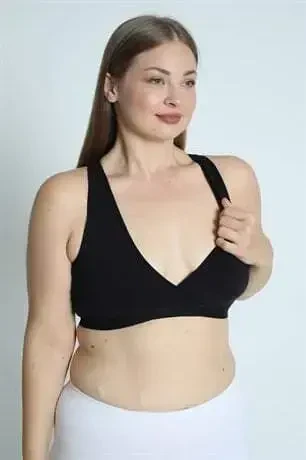 Maternity Nursing Bra Sports Athletic Black Racerback - BÜYÜKBEDENIZ (1)