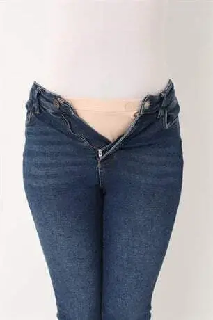 Maternity Pants Waist Extender - Women's Pants Extender, Right Button Compatible, Adjustable Attachment Nude - 1