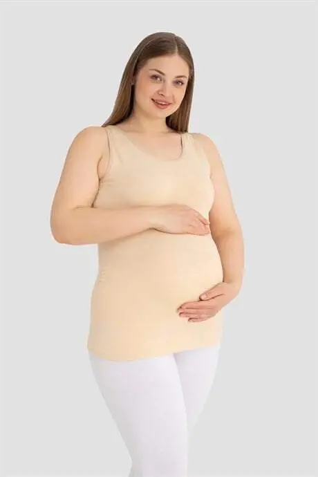 Maternity Tank Top Thick Strap Cotton Lycra Flexible Nude 3-Pack - 4