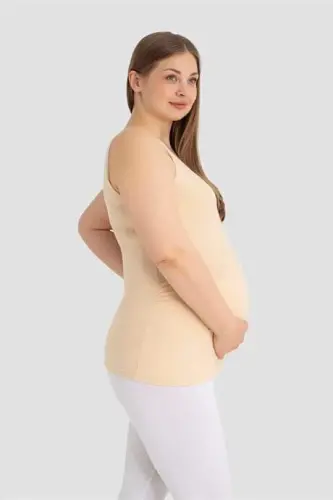 Maternity Tank Top Thick Strap Cotton Lycra Flexible Nude 3-Pack - 5