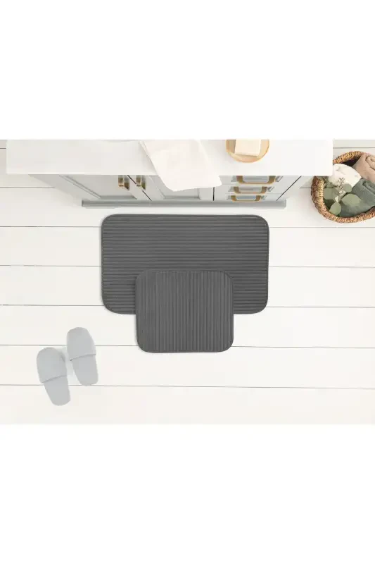 Mathilda 2-Piece Bath Mat - Anthracite - 50x80 Cm - ANTHRACITE - MADAME COCO