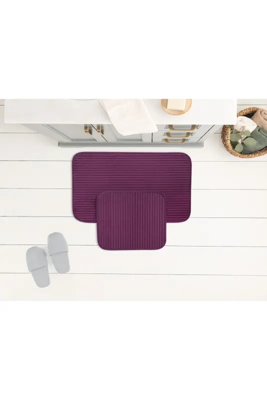 Mathılda 2'li Banyo Paspası - Bordo - 50x80 Cm-BORDO - MADAME COCO