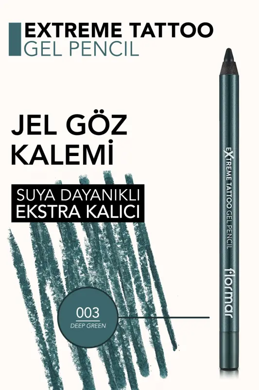 Матовый стойкий карандаш для глаз (ЗЕЛЕНЫЙ) - Extreme Tattoo Gel Pencil - 003 Deep Green - 8682536028851-003 DEEP GREEN - 6