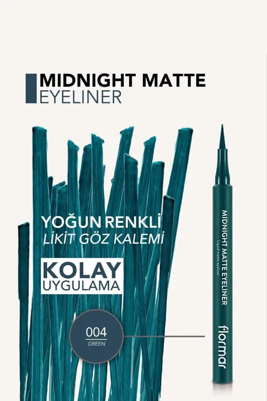 Matte Liquid Pen Eyeliner (GREEN) - Midnight Matte Eyeliner - 004 Green - 8690604641673-004 GREEN - 4
