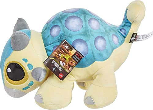 Mattel Jurassic World: Kamp Kretase Peluş Bebek Dinozor Bumpy Sesli, 15 inç Yumuşak Oyuncak Ankylosaurus Ağırlıklı Ayaklarla - 26