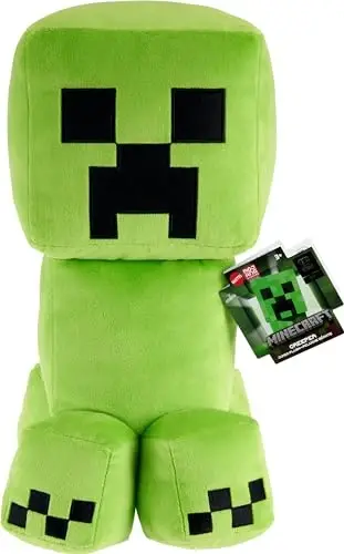 Mattel Minecraft Creeper Jumbo Plush Figure, Large 16-inch Soft Doll with Pixelated Design Inspired by The Video Game - MATTEL