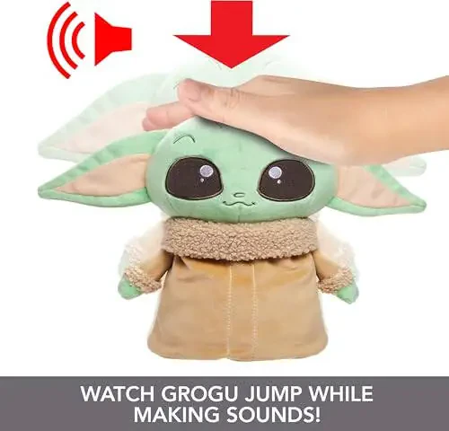 Mattel Star Wars Jumping Grogu Plush Toy with Jump Action & Sounds, Soft Doll Inspired by Star Wars Mandalorian Book of Boba Fett - 4