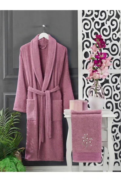 Mauve Anthracite Terry Bathrobe Set 4-piece - 3