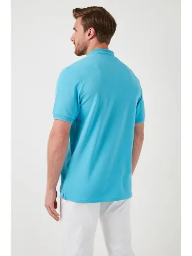 Mavi %100 Pamuk Düğmeli Regular Fit Polo Tişört 5902118-Mavi - 5
