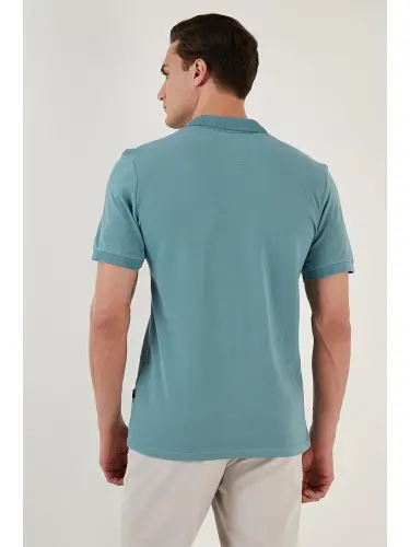 Mavi %100 Pamuk Düğmeli Regular Fit Polo Tişört 5902127-Mavi - 5