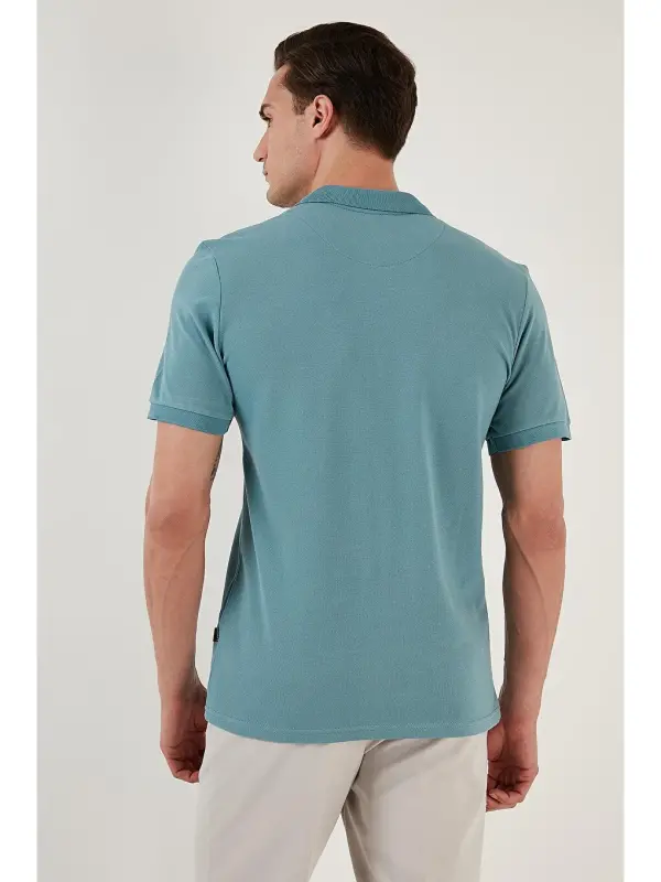 Mavi %100 Pamuk Düğmeli Regular Fit Polo Tişört 5902127-Mavi - 5