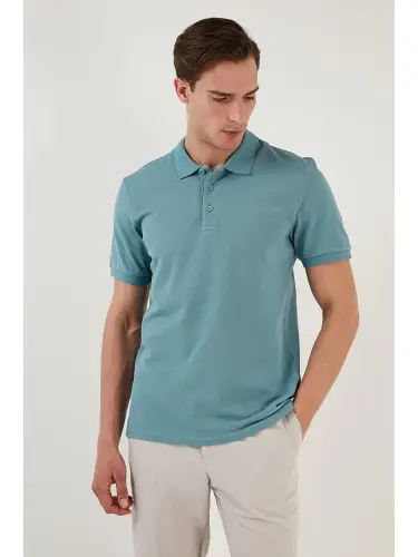 Mavi %100 Pamuk Düğmeli Regular Fit Polo Tişört 5902127-Mavi - 6