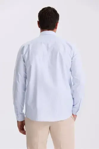 Mavi %100 Pamuk Düğmeli Yaka Comfort Fit Gömlek - 4