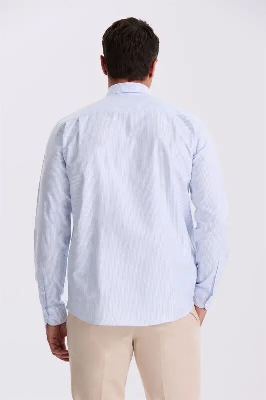 Mavi %100 Pamuk Düğmeli Yaka Comfort Fit Gömlek - 4