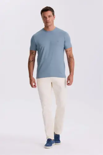 Mavi %100 Pamuk Slim Fit Bisiklet Yaka Basic T-Shirt - JAKAMEN (1)