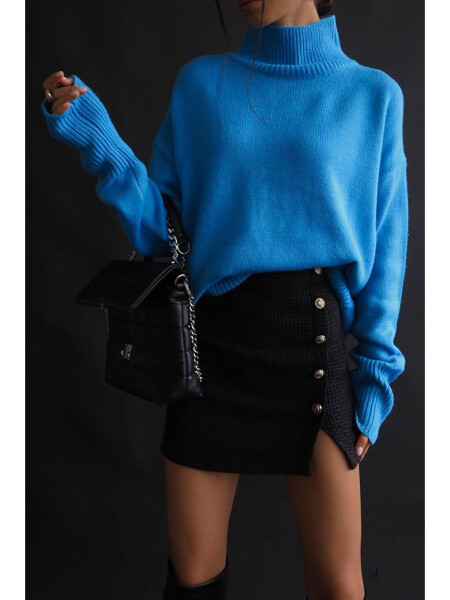 Mavi Balıkçı Yaka Kazak Mg1252-Mavi - 5