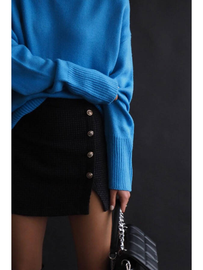 Mavi Balıkçı Yaka Kazak Mg1252-Mavi - 4