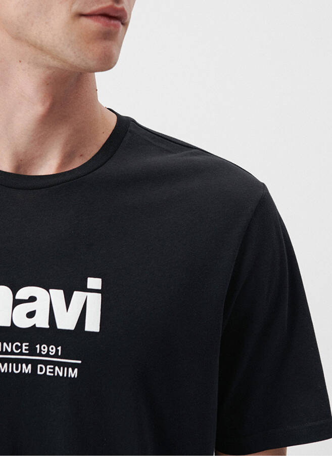 Mavi bisiklet yaka baskılı siyah erkek T-shirt M066849-900_SINCE 1991 - 4