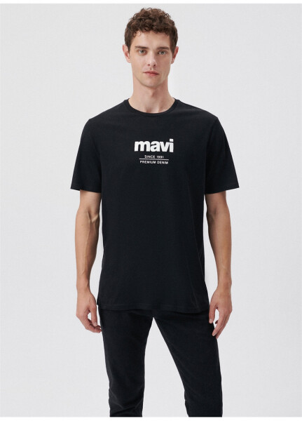 Mavi bisiklet yaka baskılı siyah erkek T-shirt M066849-900_SINCE 1991 - 9