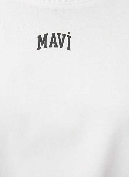 Mavi Bisiklet Yaka Beyaz Kadın T-Shirt M1611585-620-YUVARLAK YAKA KISA KOL - 13