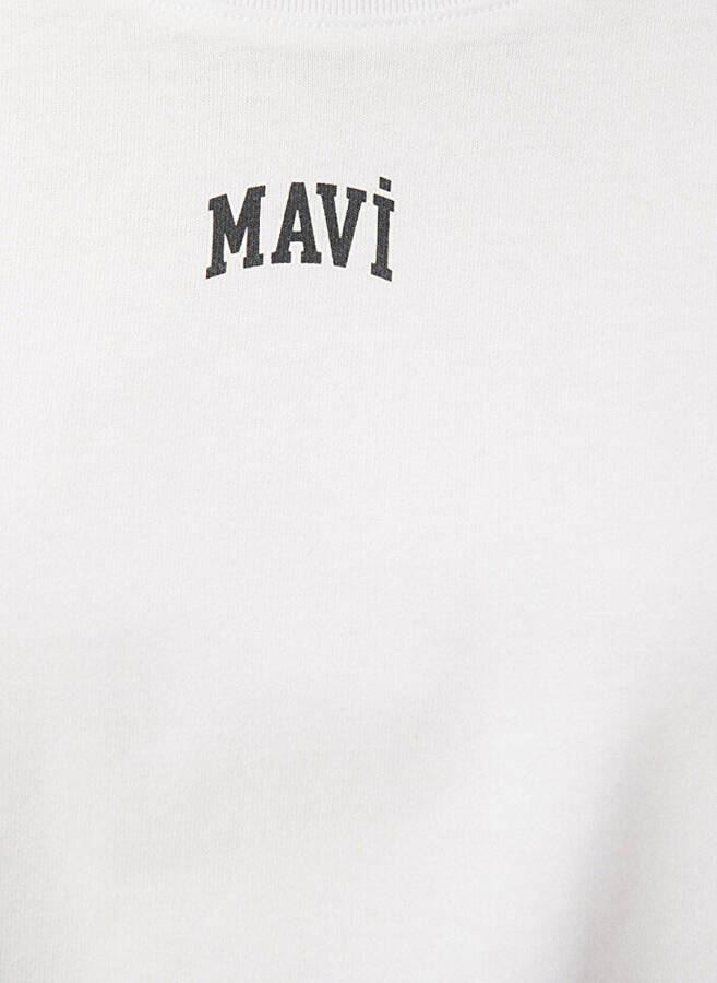 Mavi Bisiklet Yaka Beyaz Kadın T-Shirt M1611585-620-YUVARLAK YAKA KISA KOL - 6