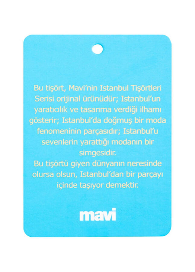 Mavi Bisiklet Yaka Beyaz Kadın T-Shirt M1612108-620 MAVİSTANBUL BASKILI Tİ - 24