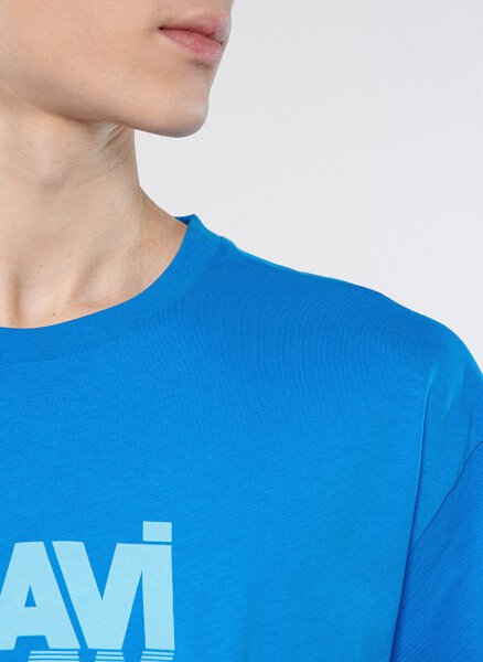 Mavi Bisiklet Yaka Düz Mavi Erkek T-Shirt M0611311-70772_MAVİ LOGO TİŞÖRT - 5