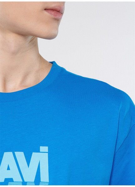 Mavi Bisiklet Yaka Düz Mavi Erkek T-Shirt M0611311-70772_MAVİ LOGO TİŞÖRT - 12