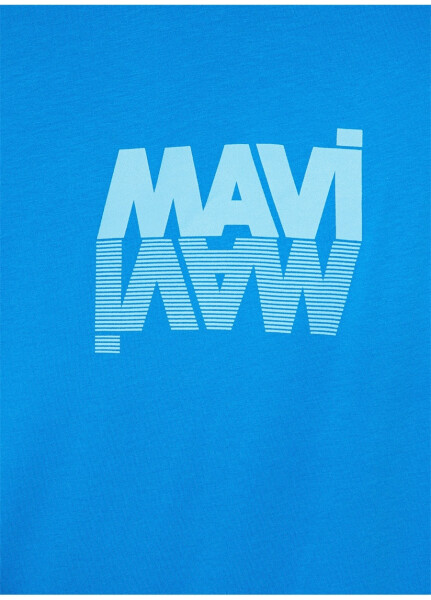 Mavi Bisiklet Yaka Düz Mavi Erkek T-Shirt M0611311-70772_MAVİ LOGO TİŞÖRT - 13