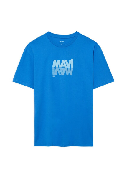 Mavi Bisiklet Yaka Düz Mavi Erkek T-Shirt M0611311-70772_MAVİ LOGO TİŞÖRT - 14