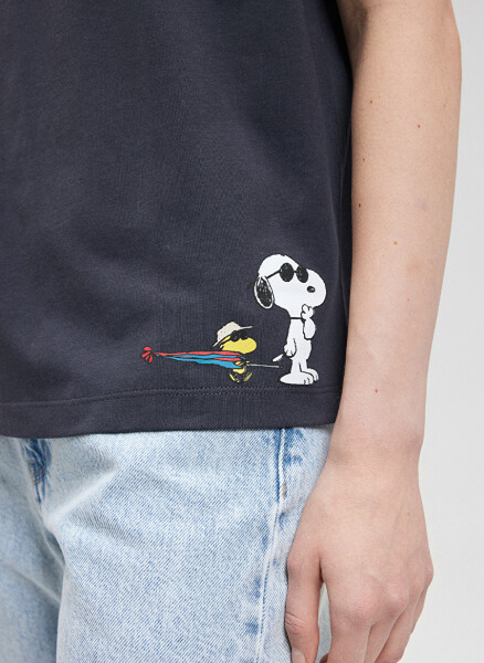 Mavi Bisiklet Yaka Gri Kadın T-Shirt M1612531-70087-SNOOPY BASKILI TİŞÖRT - 4