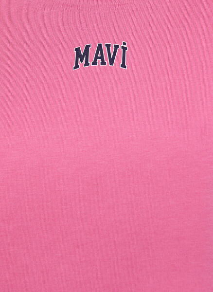 Mavi Bisiklet Yaka Pembe Kadın T-Shirt M1611585-84670-YUVARLAK YAKA KISA KOL - 13